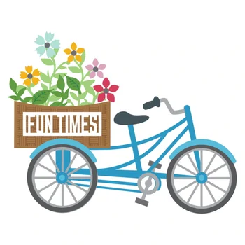 

"Fun times" 3D Bike with Flowers Metal Cutting Dies for Scrapbooking Craft Embossing DIY Album Cards Making Stencils New 2019