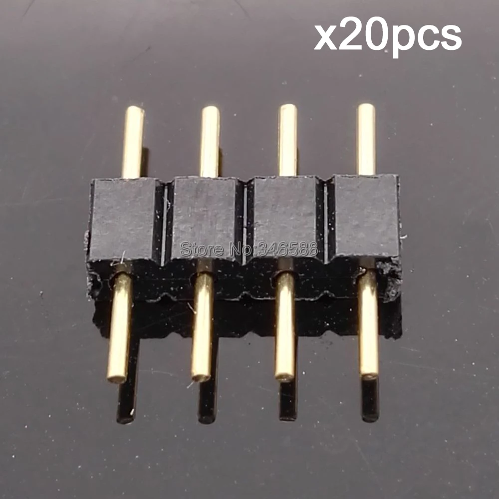 20pcs/lot 10mm 4 Pin 4Pins Male to Male Plug RGB Connector, 4 Pin Black ...