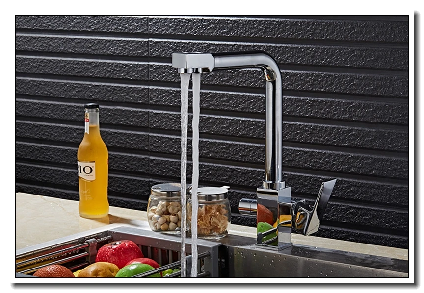 Фильтр для кухонных смесителей, хромированный смеситель, вращение на 360 градусов, с функцией очистки воды, кран-смеситель для кухни ELK9050C