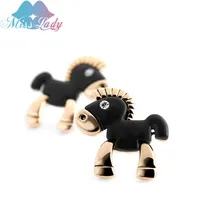 Miss Lady, креативные модные черные серьги с лошадями, хрустальные серьги-гвоздики с животными из мультфильмов, женские Украшения, летние серьги-гвоздики MLY4948