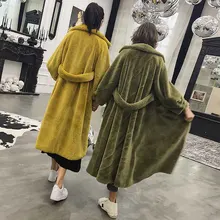 TXJRH стильная мохнатая длинная куртка из искусственного меха норки Верхняя одежда с отворотом и карманами теплое пальто большие размеры Топы 4 вида цветов