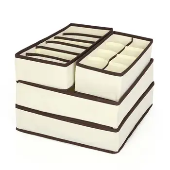 

4Pcs/Set 6/7/8/24 Grids Non-woven Closet Underwear Socks Storage Box Drawer Organizers Fashion