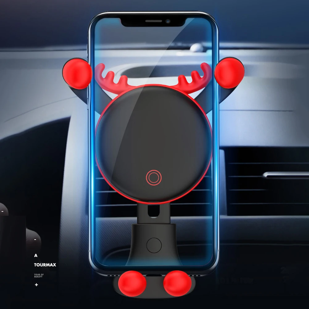 Christmas Deer Elk Gravity Fast QI Car Wireless Charger for iPhone X Xs Automatic Inductive Mount Air Vent Charging | Мобильные