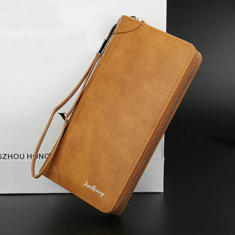 

New Men's Casual Wallets High Grade Matte Leather Phone Wallet Long Zip Money Bag Multifunction Card Purse Coin Packet ID Holder