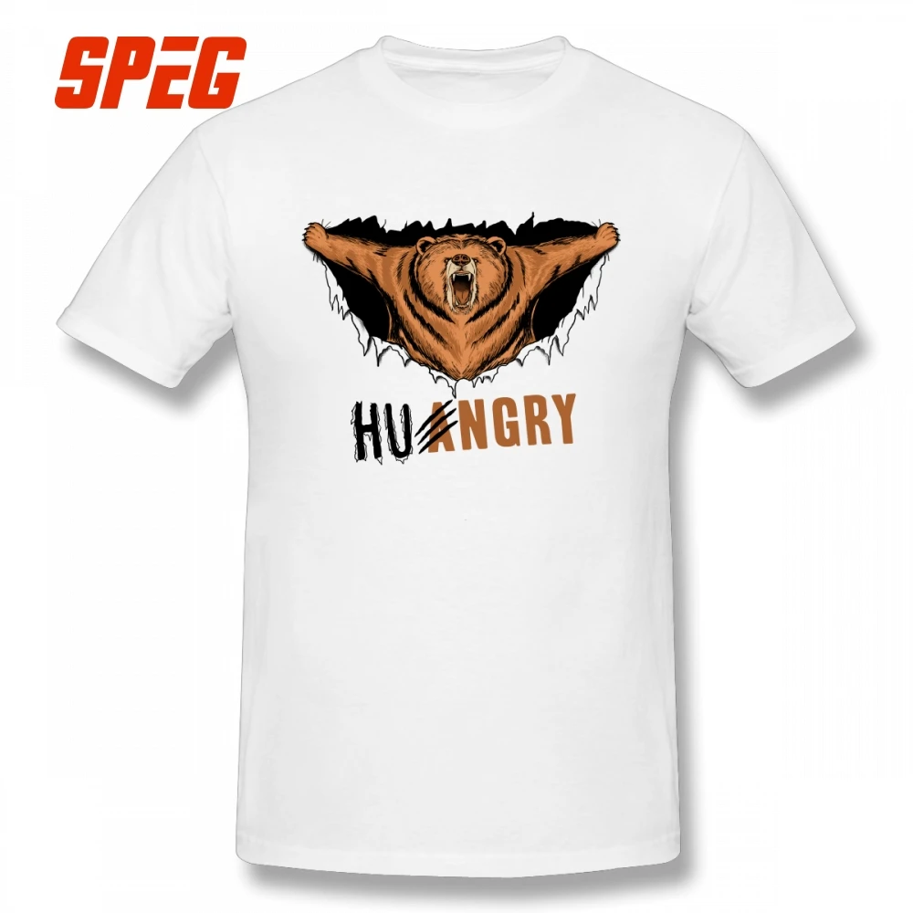 

Bear Hungry Tee Shirts Crew Neck Mens T-Shirts Funny Plus Size T Shirts Purified Cotton Camisetas Classic Short Sleeve