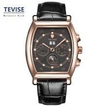 Marca Original dos homens Mecânico Automático Self-Vento Assista Moda Couro Strap Homens de Negócios Assista 3 Agulhas Relógios de Presente A037