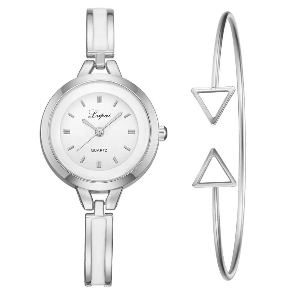 Lvpai розовое золото кварцевые часы женские часы люксовый бренд браслет из нержавеющей стали часы Женское платье наручные часы relogio - Цвет: watch and bracelet