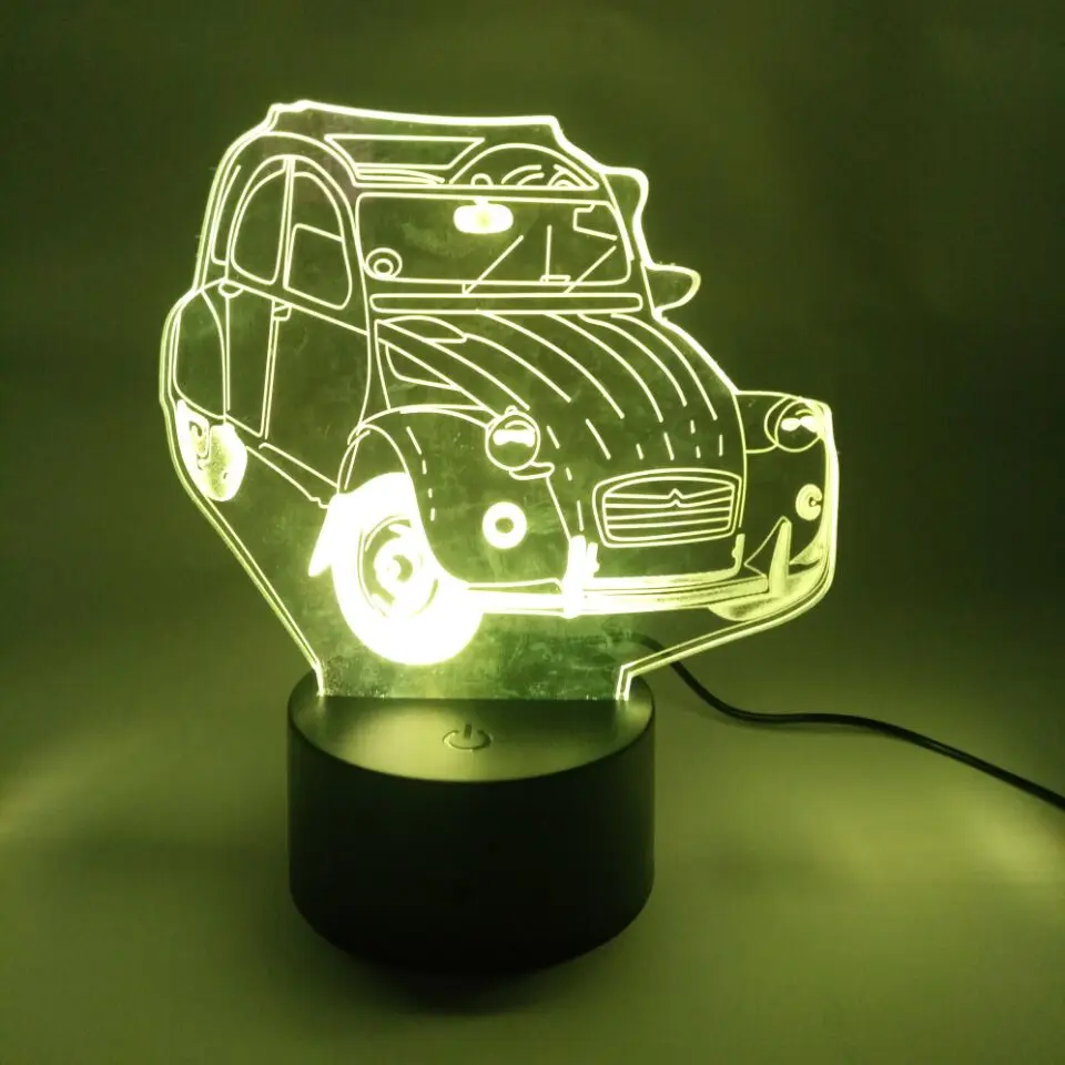 Автомобиль 3D лампа 7 цветов изменить дистанционный выключатель, настольная лампа цветные огни атмосферная настольная лампа спальня свет для подарка