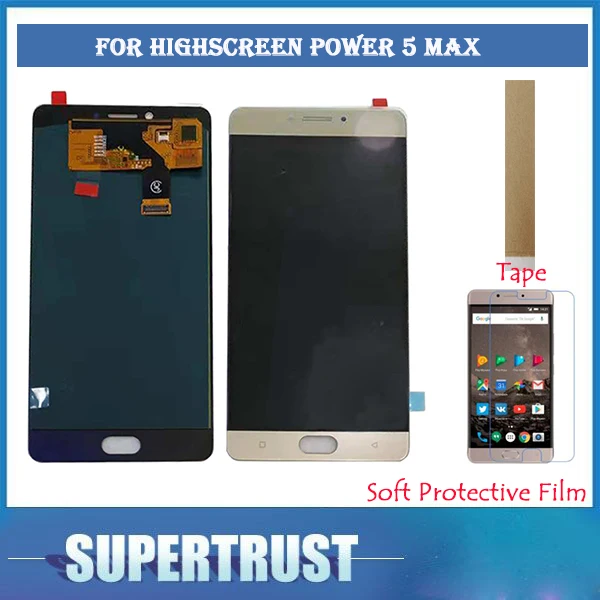 Kopen 5.5 Inch Voor Highscreen Power vijf Max Lcd scherm + Touch Screen Digitizer Montage Goud KLEUR met KIT
