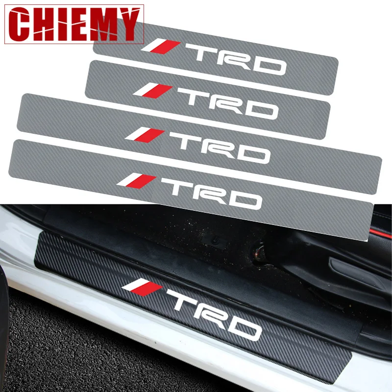 

Carbon Fiber Door Sill Protector Sticker 4Pcs TRD Car Stickers For Toyota CROWN COROLLA REIZ Auto Accessories