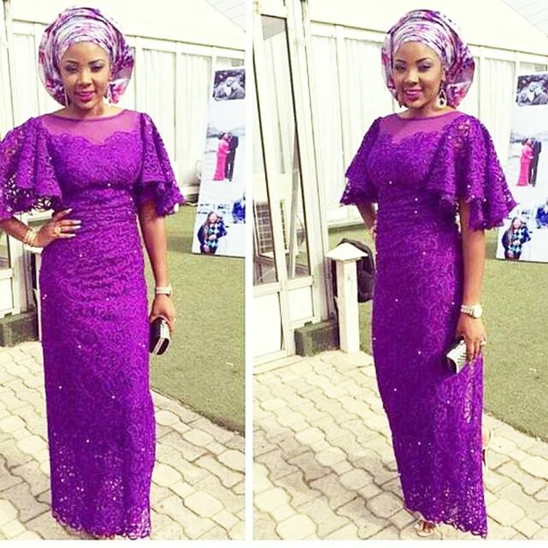 Purple African Evening Dresses Long African Women Style Evening Dress Flared Half Sleeves Nigerian Africa Evening Party Dress Purple African Evening Dresses Long African Women Style Evening Dress Flared Half Sleeves Nigerian Africa Evening Party Dress