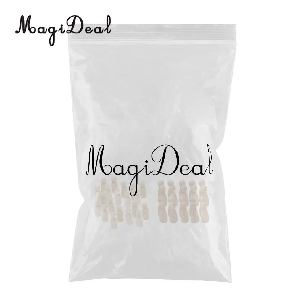 40pcs Solid Hard Wood People Natural Unfinished Wooden Family Wood Peg Dolls Male Female DIY Wedding Cake Toppers 35mm 
