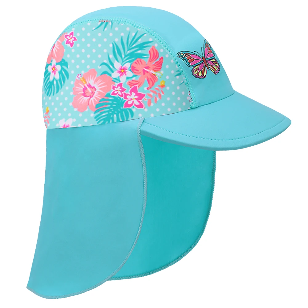 Цветочная шапочка для плавания с принтом; Детские Солнцезащитные красивые водонепроницаемые шапки для девочек; детские спортивные милые шапки для девочек