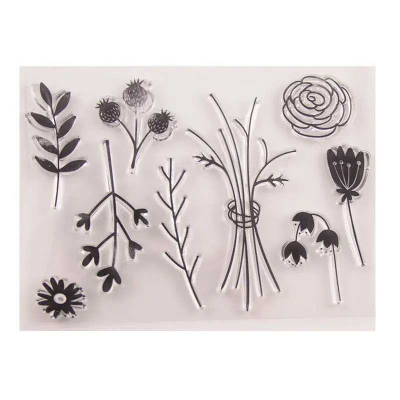 

New Flowers Rose Leaves Clear Stamp Rubber Transparent Silicone Seal for DIY Scrapbooking Photo Album Decorative Template Crafts