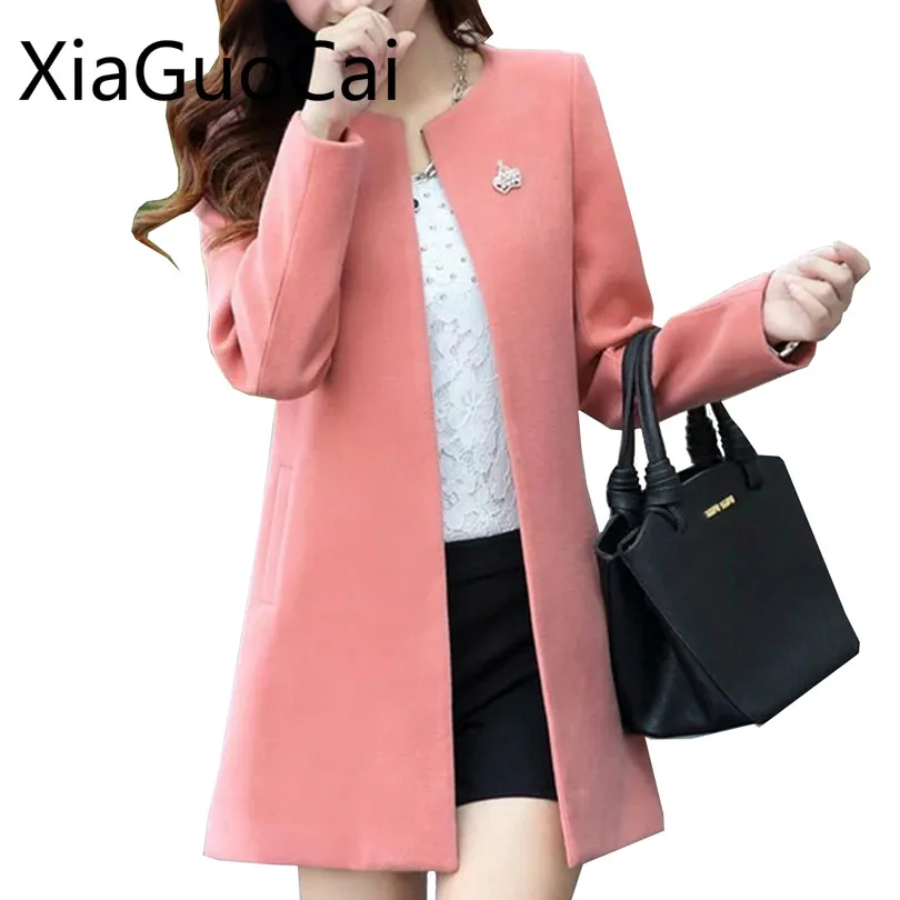 Korea Style Autumn and Spring Women Wool & Blends Beautiful Female Long Cardigan Coats Fashion Overcoats Drop Shipping W4 35