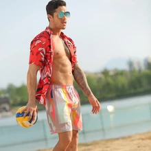 Лето мужской плед Пляж Серфинг Плавание Шорты Для мужчин тренировочные доска Для мужчин купальники с геометрическим принтом Шорты Sanya быстрое высыхание
