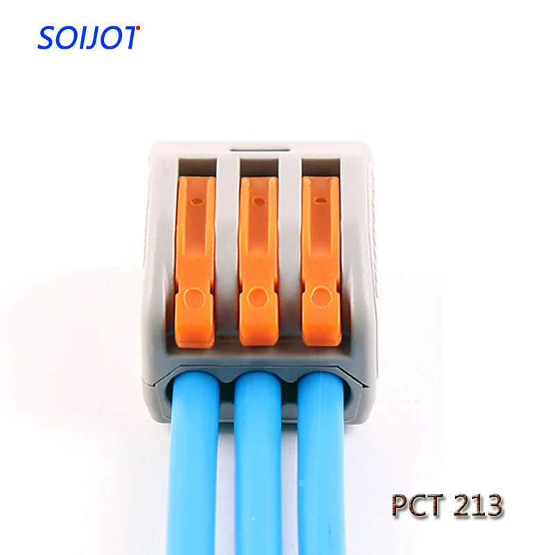 

10pcs PCT-213 WAGO mini fast Wire Connector,222-413 Universal Compact Wiring Connector 3 pin Conductor Terminal Block