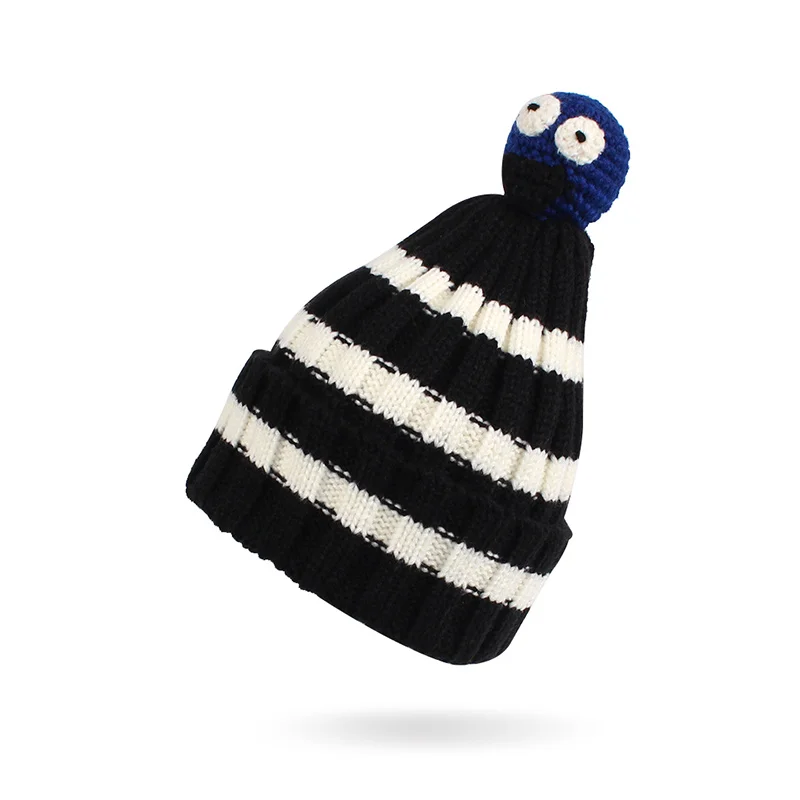 Striped Knitted Children Hat Warm Winter Kids Beanie Novelty Funny Hat For Children Crochet Fashion Hat For Boys Girls Christmas (3)
