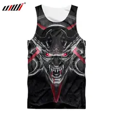 UJWI Новое поступление мужской повседневный топ на бретелях с принтом красных глаз рога черепа 3D жилет мужской бодибилдинг фитнес без рукавов майки жилет