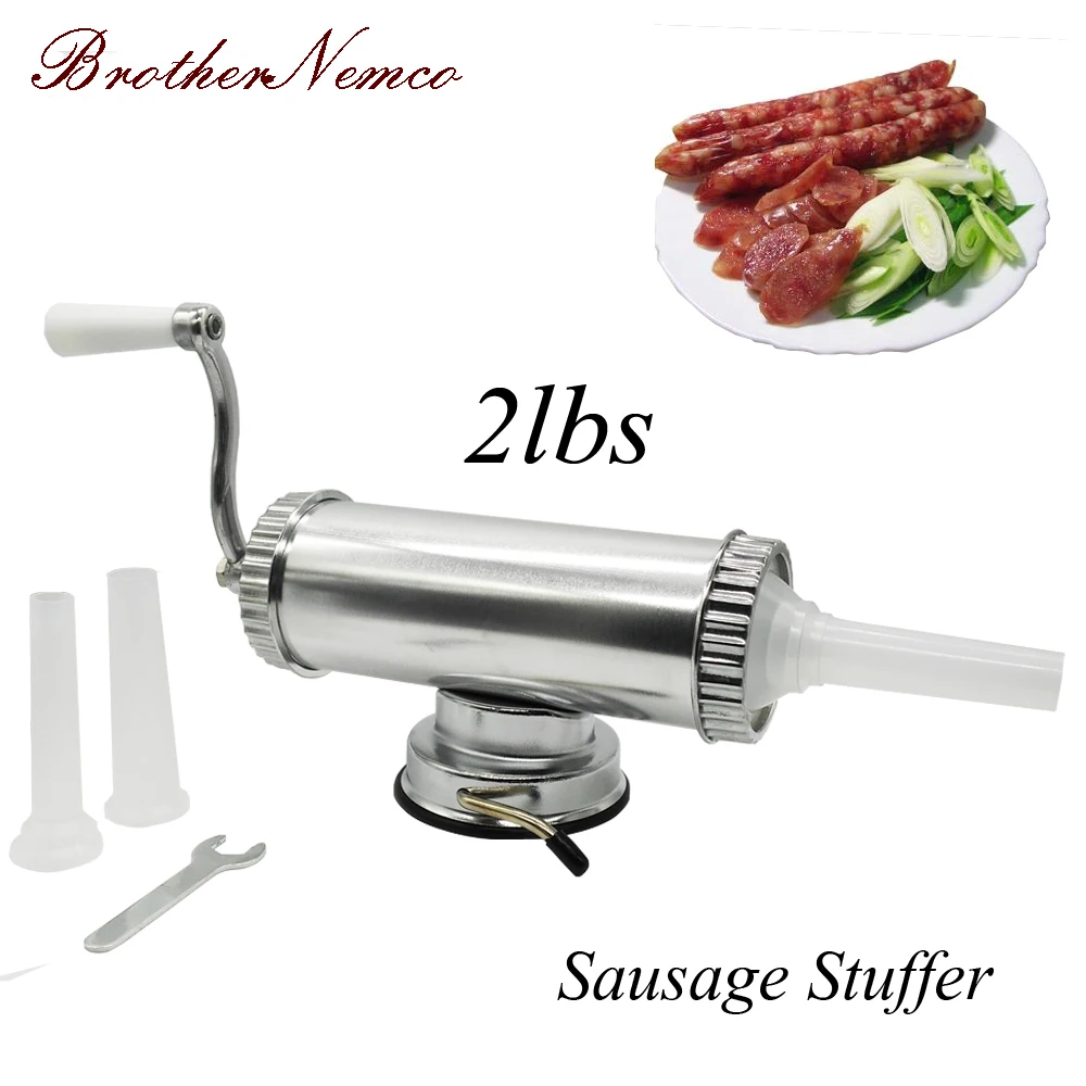 

2lbs Hand Operated Horizontal Manual Sausage Filling Machine Sausage Stuffers Kitchen Tool Sausage Maker