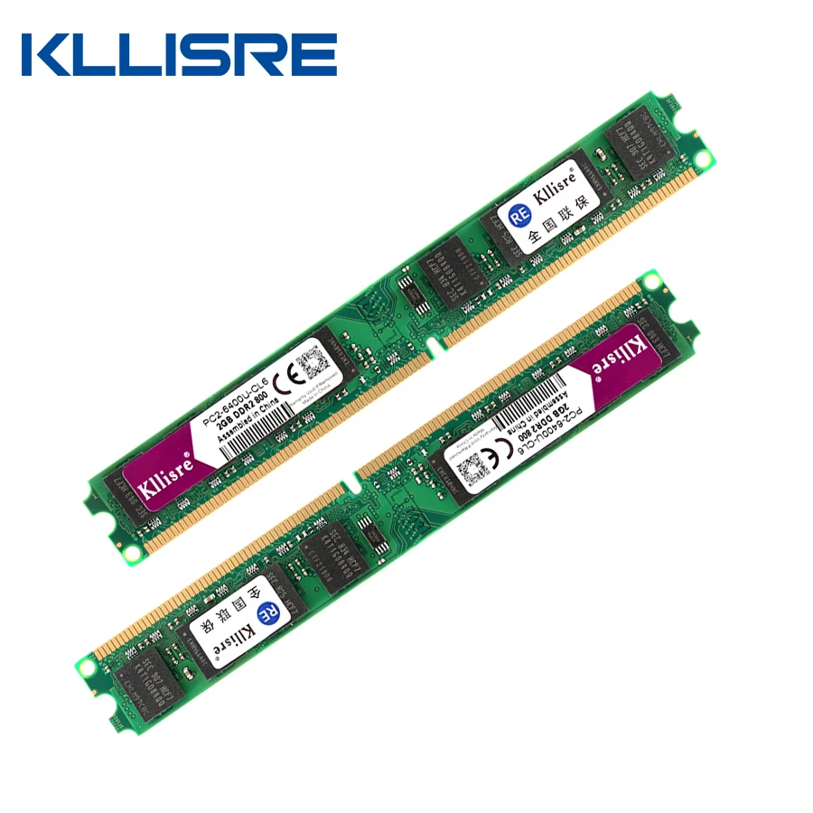 Kllisre DDR2(2pcs X2GB) Ram 2GB 800MHz PC2-6400U 1,8 V CL6 240Pin non-ECC настольная Память Dimm Новинка