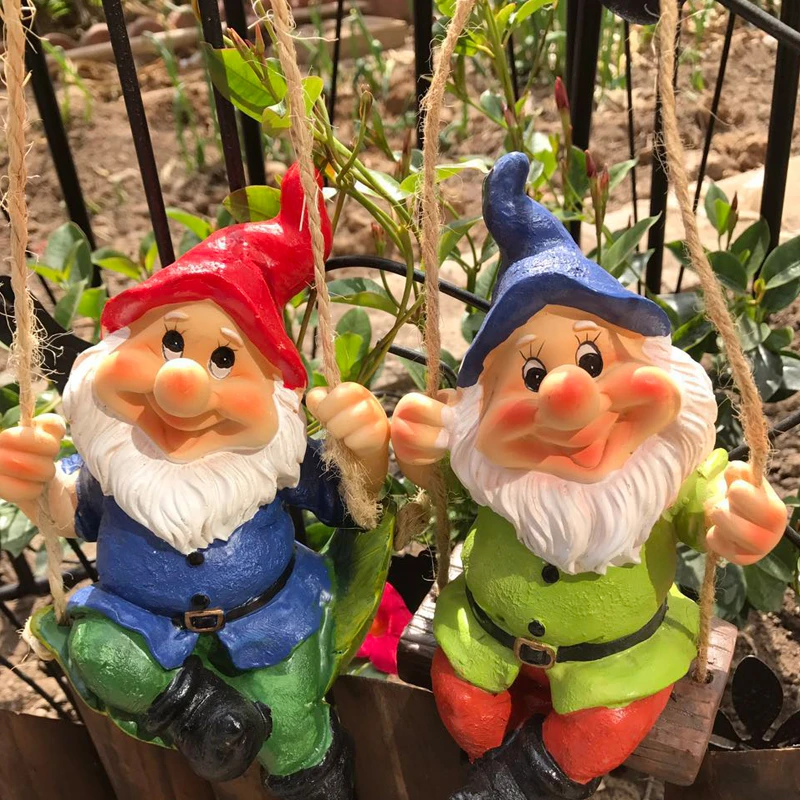 庭の像 かわいいスイングドワーフ 面白い屋外の彫刻の装飾品 パティオの庭の芝生のための最高の屋内屋外の置物 Dwarf Statue Ornaments Figurinesfigurine Ornaments Aliexpress