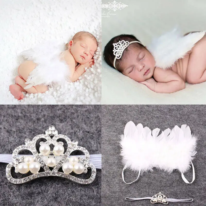 

Newborn Baby Girls Boys White Angel Wings Costume Photo Photography Prop Outfits