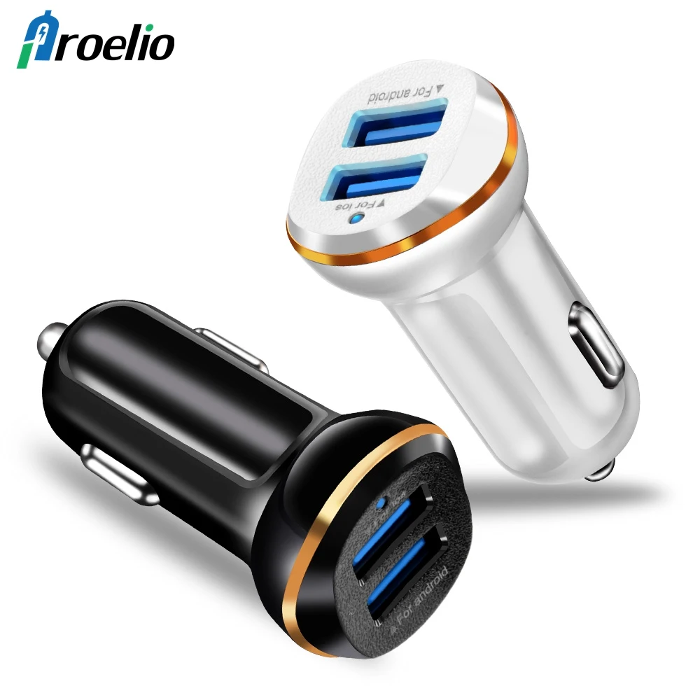 Proelio Uniersal Mini Dual Ports USB Car Charger For iPhone 7 8 Plus X XR XS Max USB Mobile Phone Car Charger For Samsung S8 S9