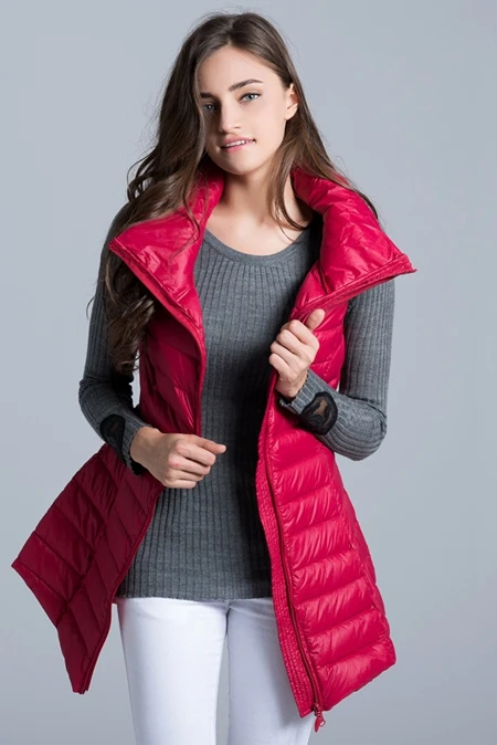 Бренд NewBang, 4XL, 5XL, плюс, женское пуховое пальто, жилеты, Женский Длинный жилет, ультра-светильник, без рукавов, воротник-стойка, куртка - Цвет: red