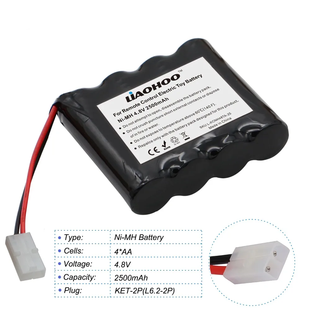 LiaoHOO 4.8V 2500mAh NiMH Rechargeable AA Battery with SM/JST/KET/EL/5557-2P Plug for Remote Control Toys Electric Tools | Электроника