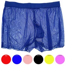 Сексуальное мужское Прозрачное нижнее белье, сетчатые мужские трусы, мужские мягкие сексуальные трусы боксеры, летние тонкие дышащие мужские нижнее белье