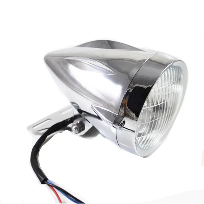 12v H4 пуля мотоциклетная фара лампа w/Кронштейн для Honda Yamaha Kawasaki Suzuki Bobber Chopper на