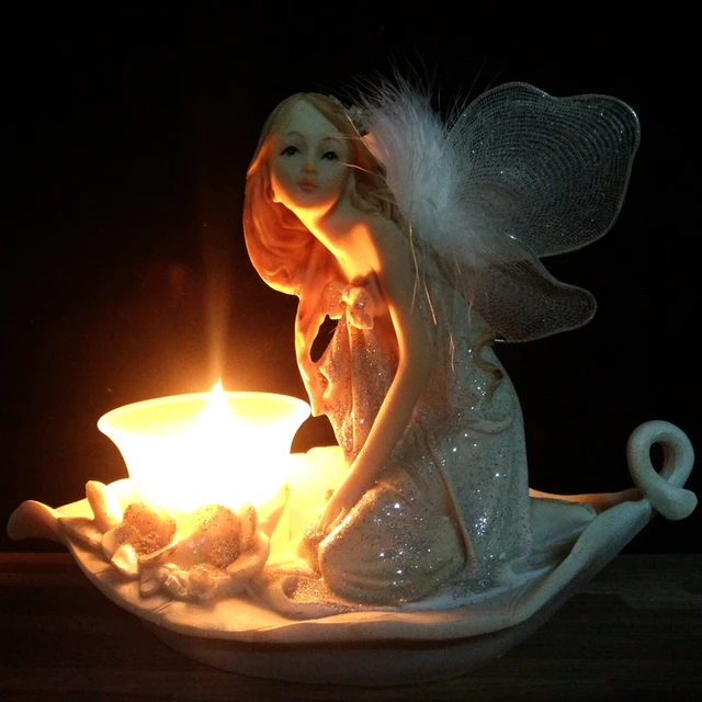 Angel Candlestick Fairy garden beautiful Girl Candle Holder Home