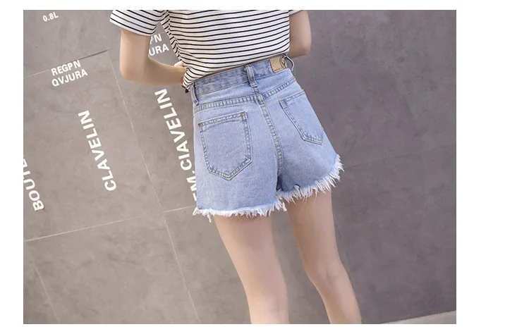 Лето корейский модные джинсы сетки сплайсинга рваные джинсовые шорты MS. талия универсальные свободные штаны