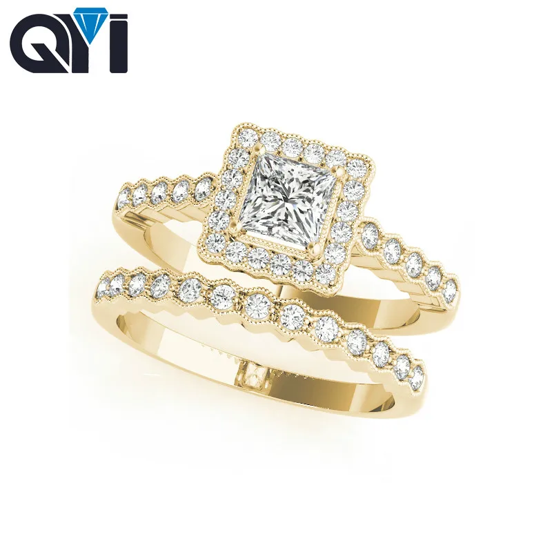 Женское кольцо из желтого золота с искусственным бриллиантом 0.5ct|Кольца| |