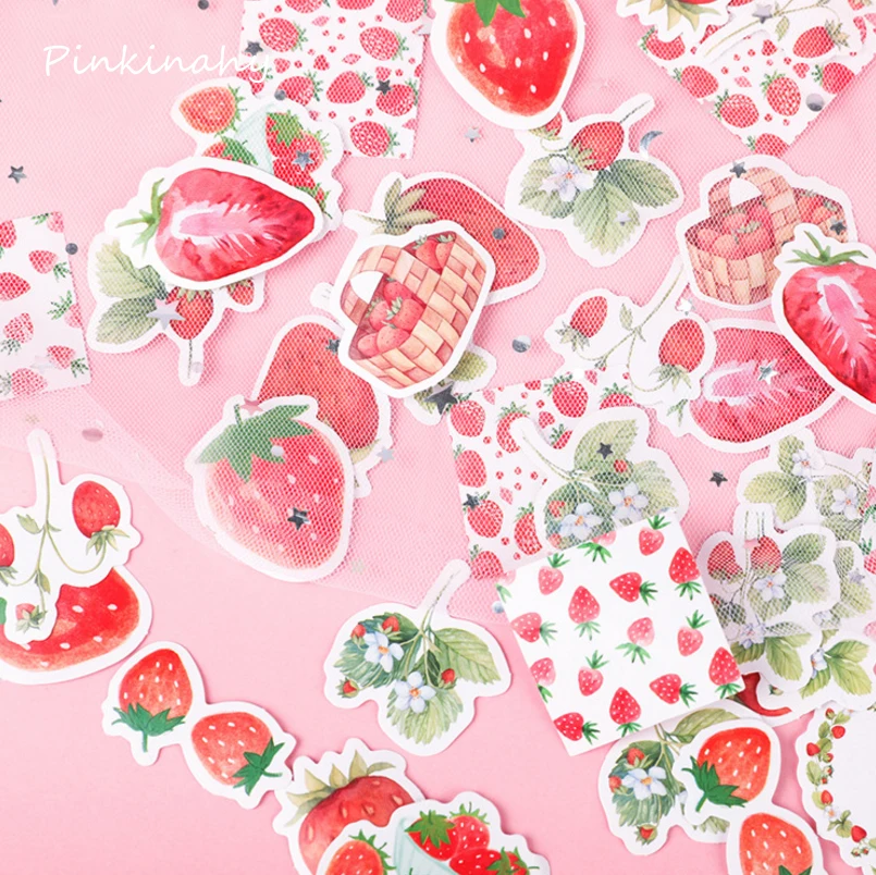 45 шт./кор. Kawaii Клубника мини бумажные наклейки декоративные канцелярские