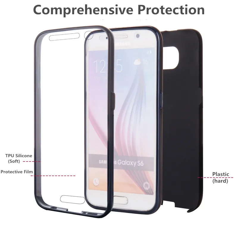 Fundas For Samsung S6 Case Silicon Tpu Plastic 3 In 1 Material Cover Galaxy S 6 Full Protector Touch Screen Coque Phone Bag 5.1&quot |