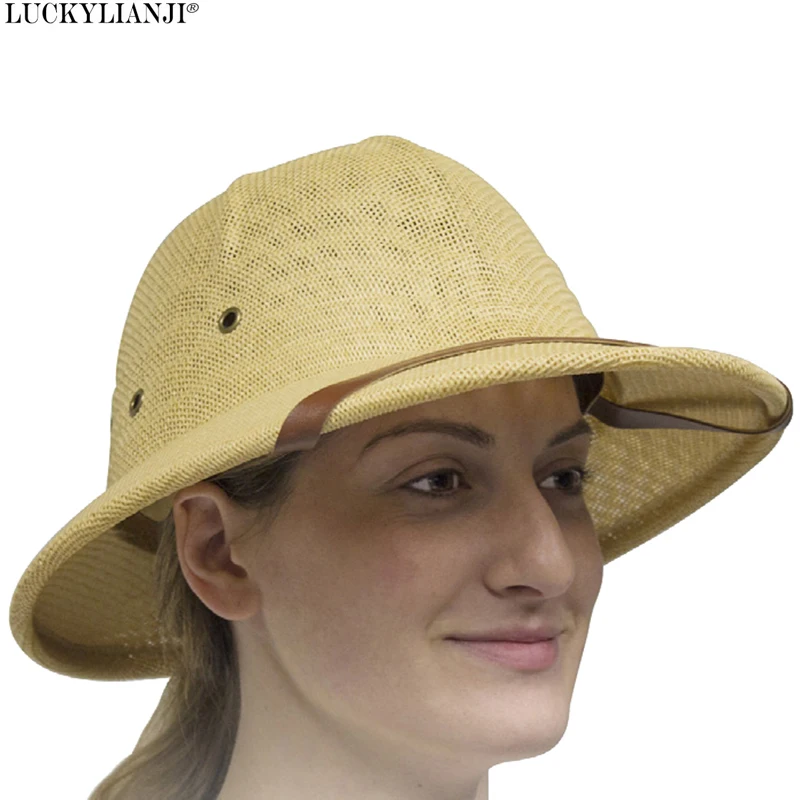 LUCKYLIANJI Women's Men's Novelty Hard Straw Helmet Pith Sun Hats For
