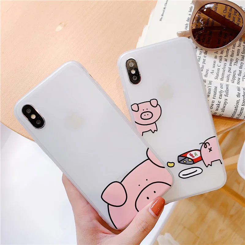 Забавный розовый чехол для iPhone X XR XS Max 6 S 7 8 plus Мягкий Прозрачный силиконовый пары