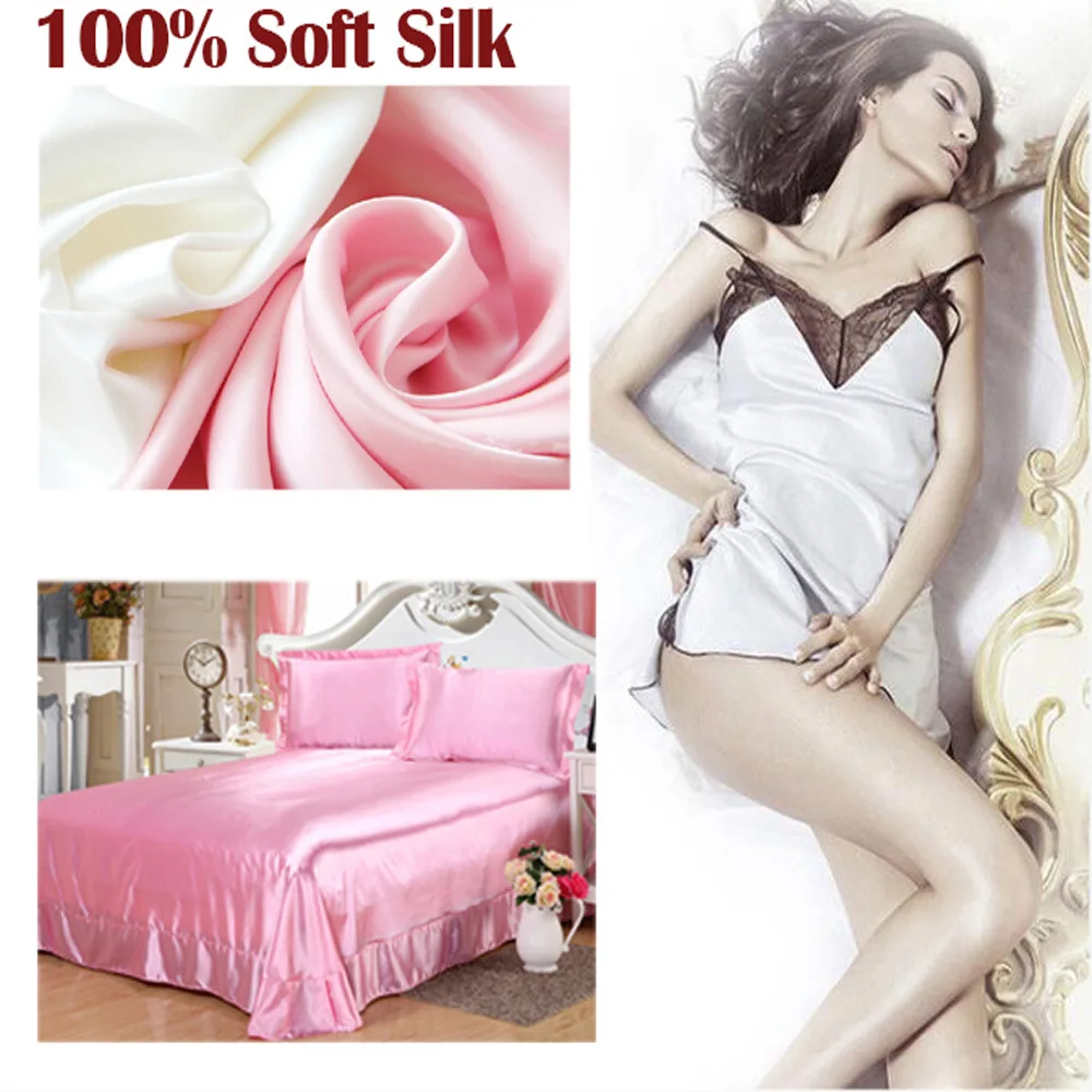 100% satén de seda juegos de cama, ropa de cama de satén blanco colcha almohada hoja de cama set, jeux ropa de cama sabana ajustable 100% satén de seda juegos de cama, ropa de cama de satén blanco colcha almohada hoja de cama set, jeux ropa de cama sabana ajustable