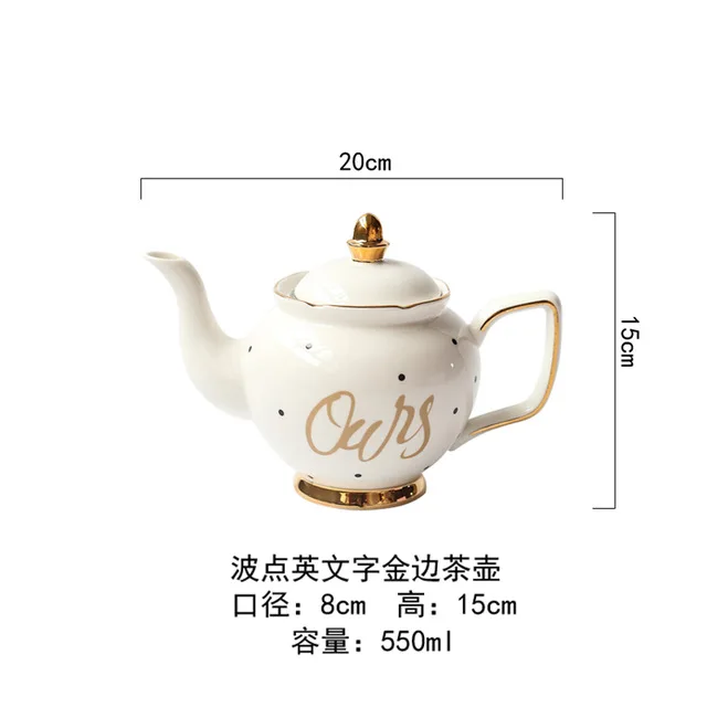 Керамическая кофейная чашка с ложкой, ручная роспись, Золотая буква, чайный горшок, набор для послеобеденного чая, креативный свадебный подарок - Цвет: 3