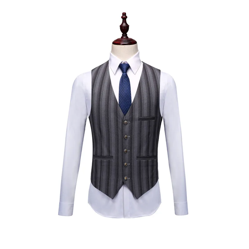 Homme Rayé Gilet Qualité Pantalon Robe ardoisé Ensemble Noir De veste Costumes Le Marié Vêtements Kolmakov Mariage Haute D'affaires Pour Hommes 1ZxSqa