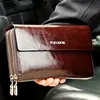 Hot Sale! Luxury Shining Oil Wax Cowhide leather Men Clutch Bag Long Leather men wallet Double Layer Business Clutch Bag 1