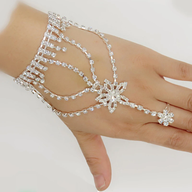 Роскошные хрустальные свадебные браслеты модные женские цепочное украшение для руки свадебный браслет для перчаток для невесты сверкающие перчатки