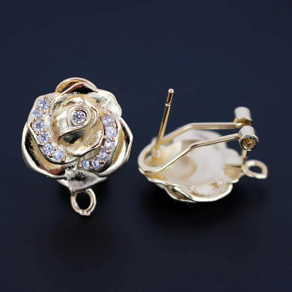 Креативная Подвеска для сережек с микрозакрепкой фианиты розы основание сделай