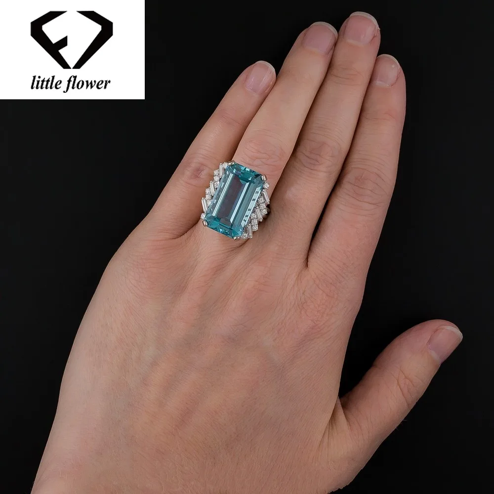 

Luxury Topaz Engagement Sapphire Ring S925 Sliver sterling Bague Jaune of Bizuteria Turquoise Gemstone for Women Jewelry Rings