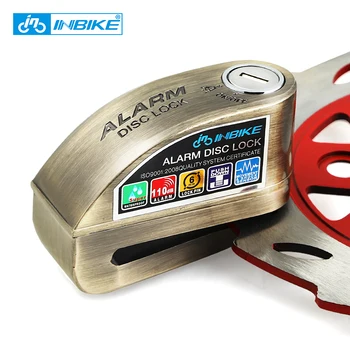 

INBIKE Anti-theft Motorcycle Wheel Disc Brake Lock Security Disc Lock Bicycle Bike Lock with 3 Keys and Send Lock Bag Alarm Rope