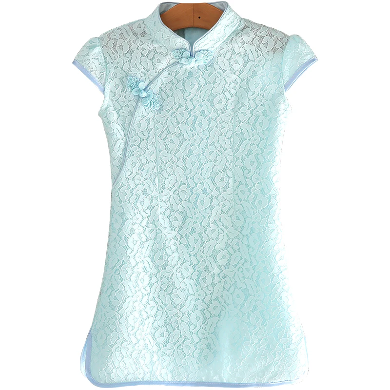 Для малышей, для маленьких девочек Cheongsam qipao мини кружевное платье Чонсам современный древней китайской династии Тан платье в этническом стиле для маленьких девочек; сезон лето ужин вечерние для детей