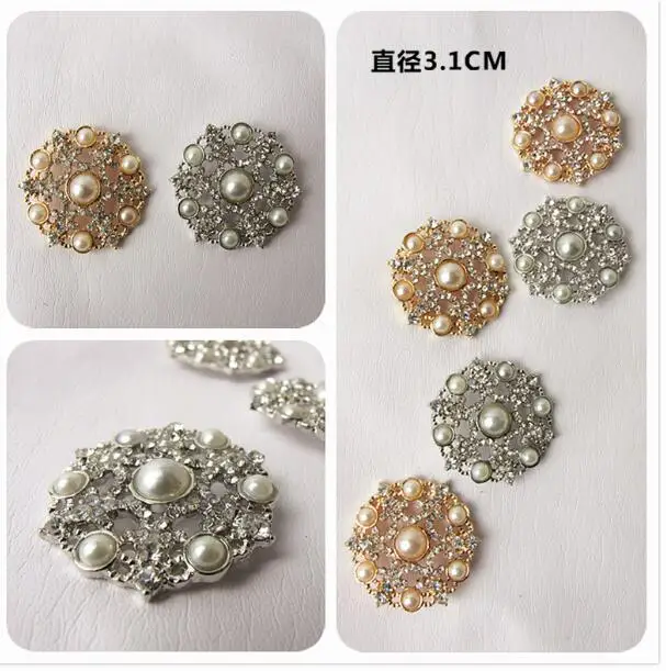 

POVUOP crystal pearl button 31mm exclusive original retro palace pearl diamond drill coat button new style