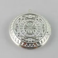 60 шт Серебристая цепочка цветочный круглый медальон подвеска 44 мм#20395